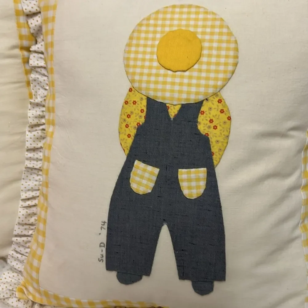 VINTAGE HAND MADE QUILTED‎ ACCENT THROW PILLOWS AMISH PRAIRE FARMHOUSE SET OF 2
